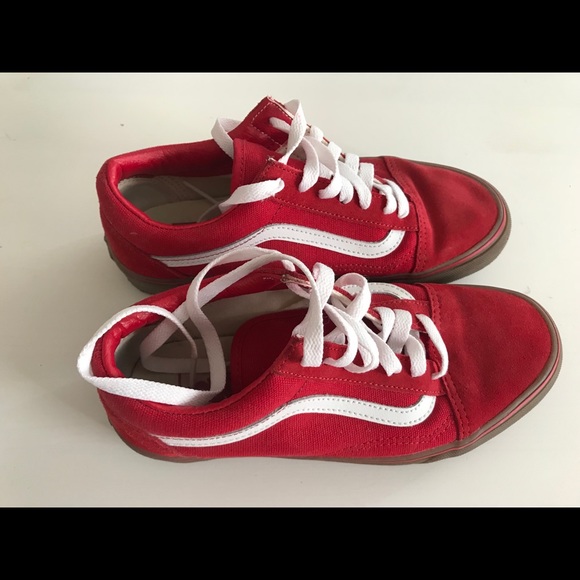 vans old skool red gum sole